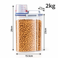 1.5kg/2kg Dog Cat Food Pail Plastic Storage Tank with Measuring Cup Container Moisture-proof Sealed Jar Pet Supplies Accessories
