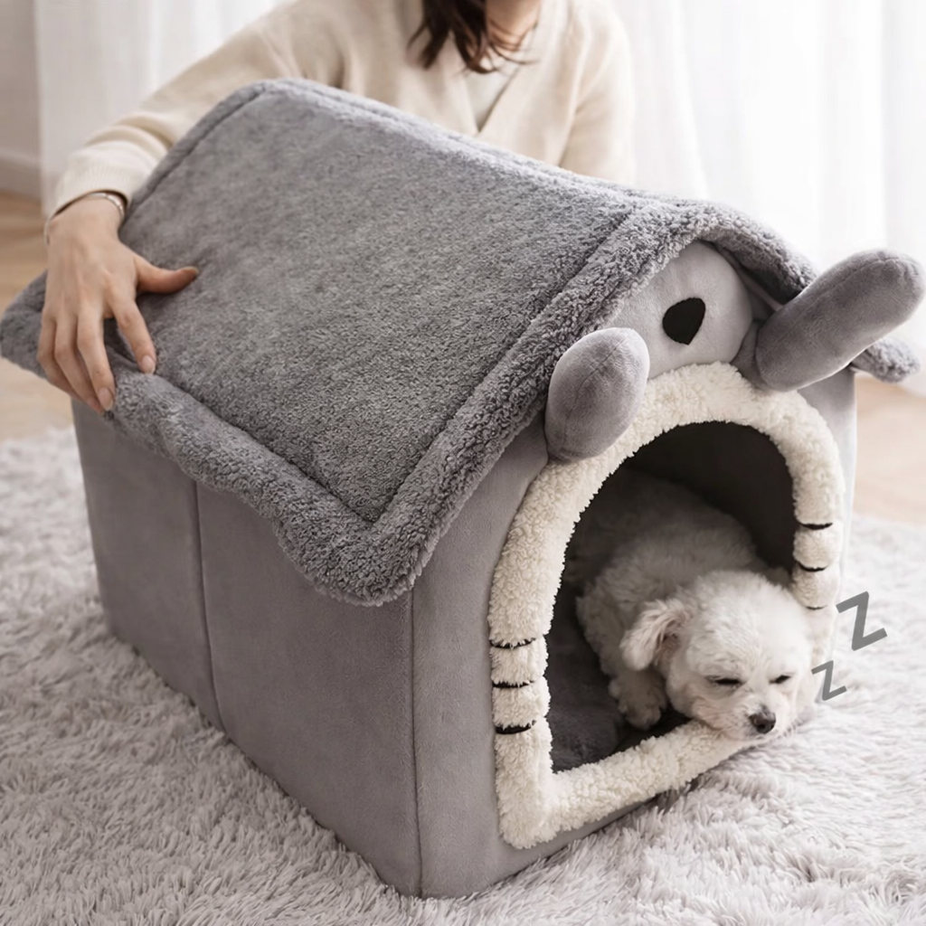 Indoor Warm Dog House Soft Pet Bed Tent House Dog Kennel Cat Bed Removable and Washable Cushion Suitable Four Season Universal