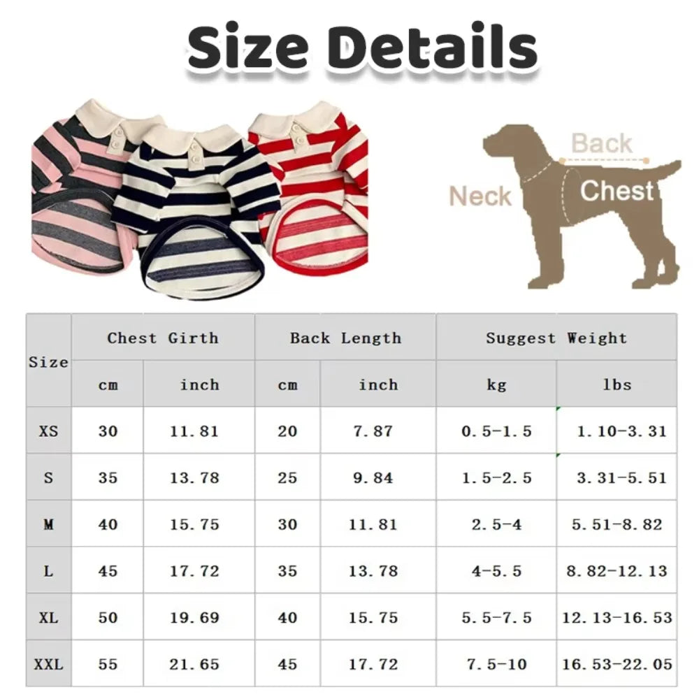 Pet Outfits Collared Style Dog Striped Shirt Breathable Soft Dog Thin Shirt Comfortable Cooling Vest Dog T Shirts Kittens Wear