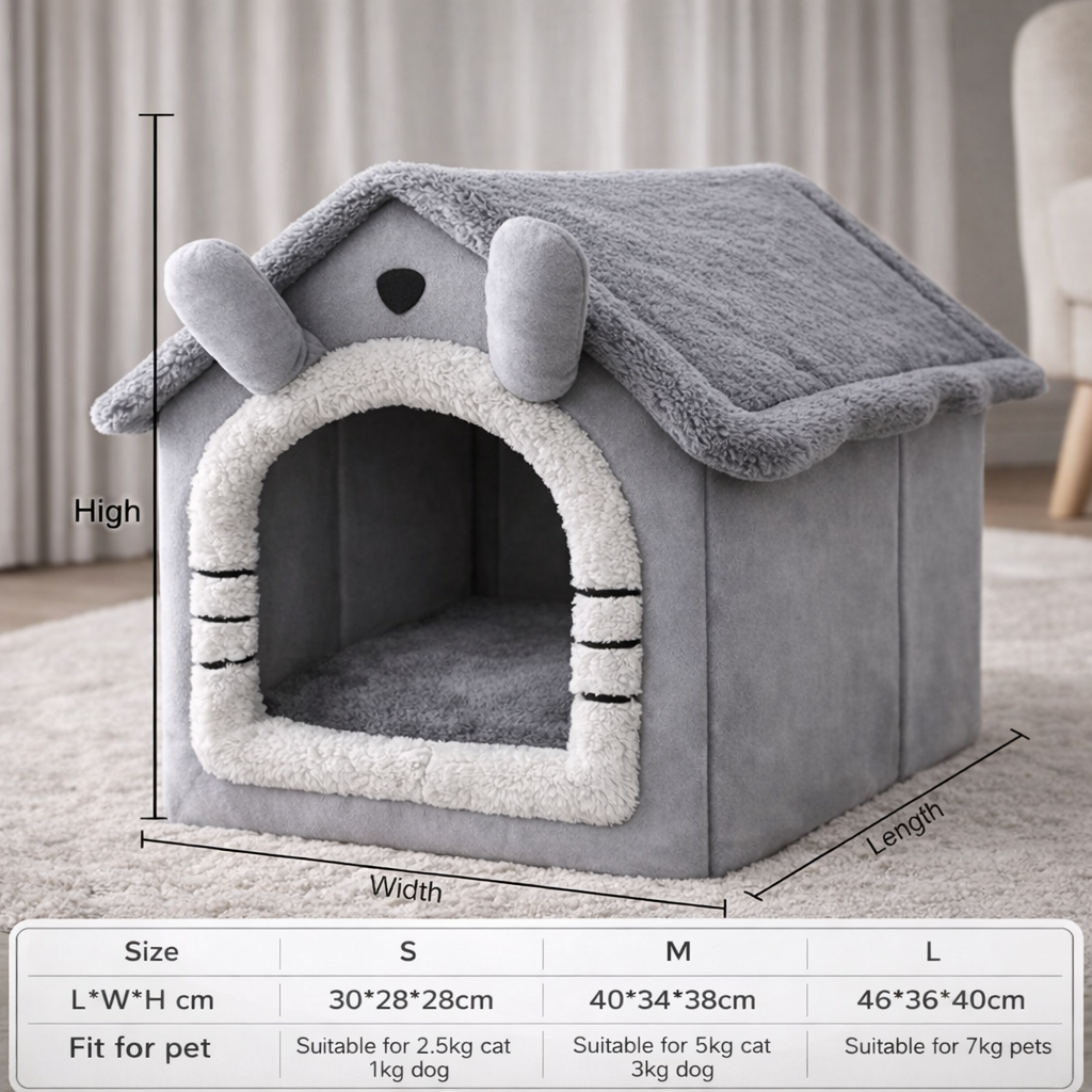 Indoor Warm Dog House Soft Pet Bed Tent House Dog Kennel Cat Bed Removable and Washable Cushion Suitable Four Season Universal