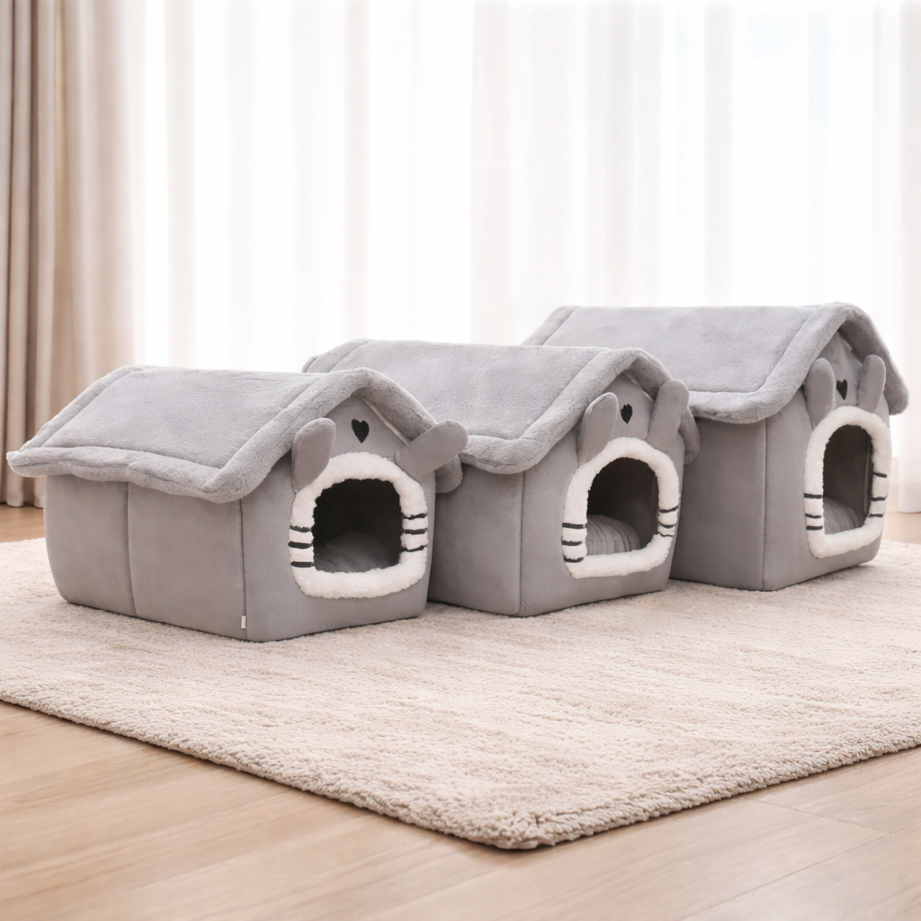 Indoor Warm Dog House Soft Pet Bed Tent House Dog Kennel Cat Bed Removable and Washable Cushion Suitable Four Season Universal
