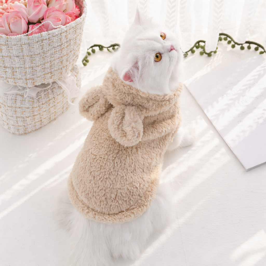 Pet Dog Soft Fleece Clothes Cute Hoodie Coat for Small Medium Dogs Cats Autumn Winter Puppy Hooded Jacket Sweater Pug Apparel