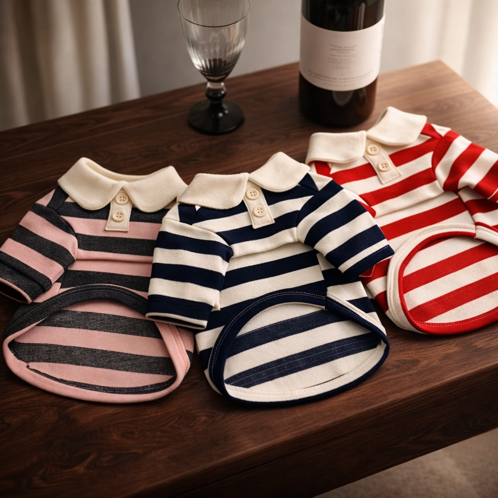 Pet Outfits Collared Style Dog Striped Shirt Breathable Soft Dog Thin Shirt Comfortable Cooling Vest Dog T Shirts Kittens Wear