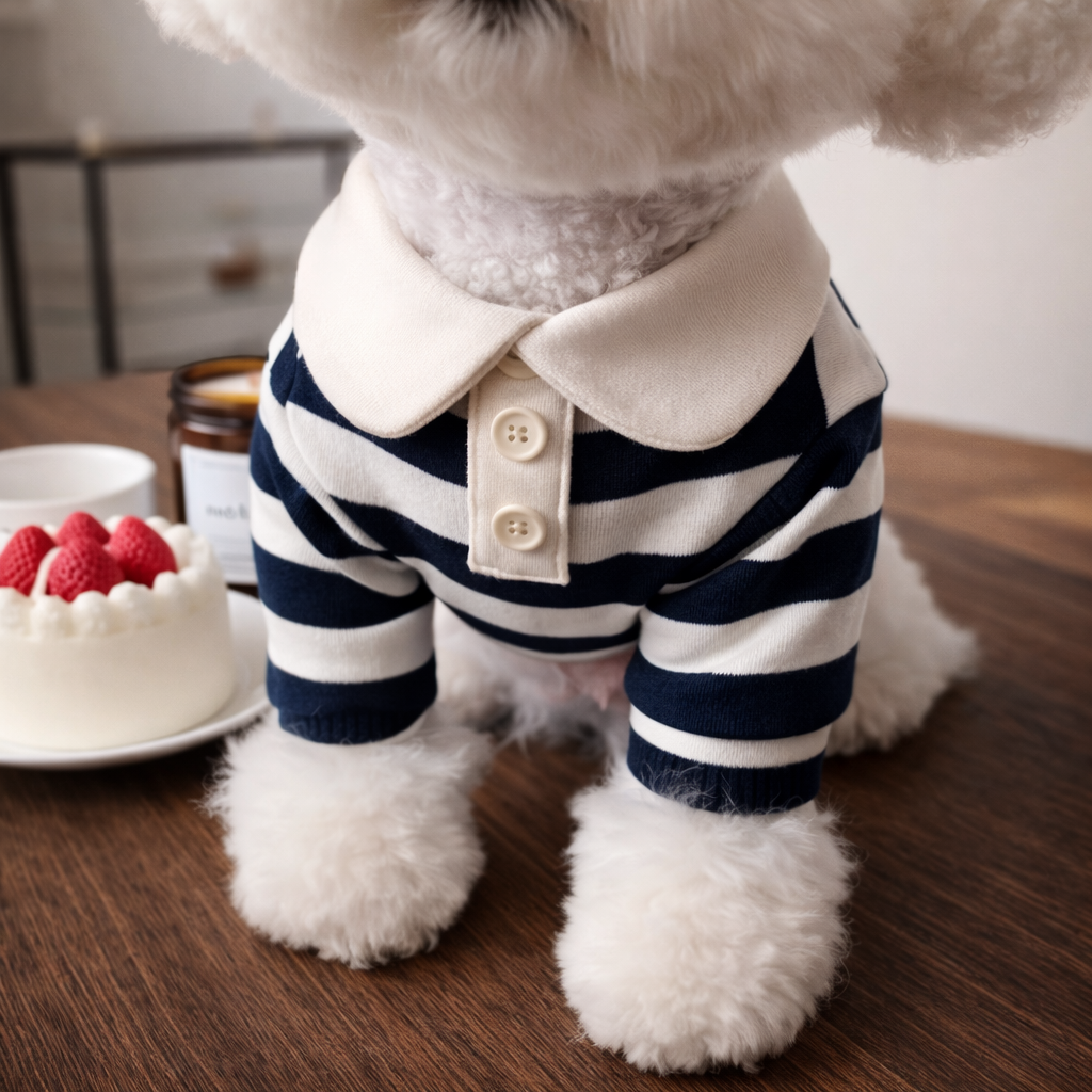 Pet Outfits Collared Style Dog Striped Shirt Breathable Soft Dog Thin Shirt Comfortable Cooling Vest Dog T Shirts Kittens Wear