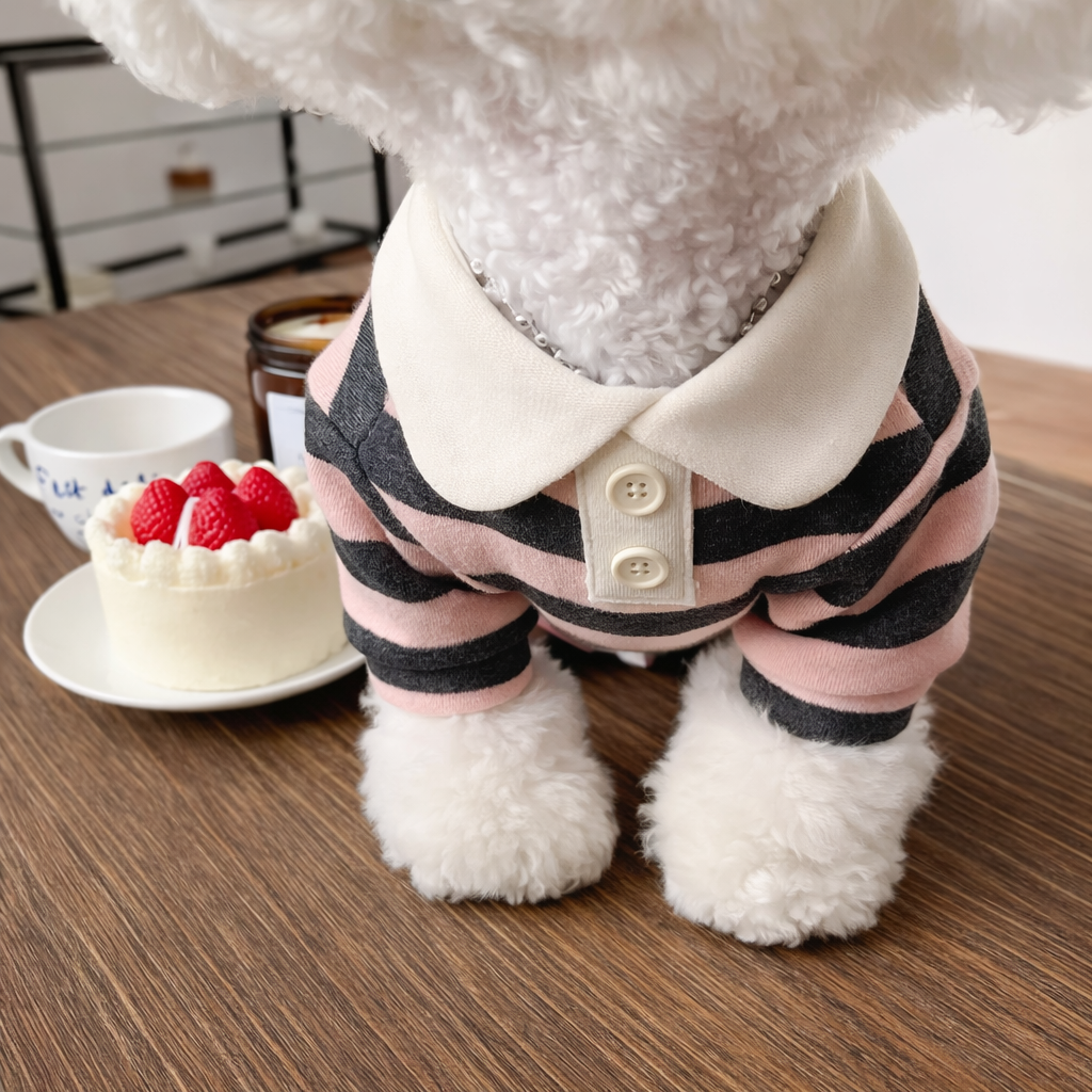 Pet Outfits Collared Style Dog Striped Shirt Breathable Soft Dog Thin Shirt Comfortable Cooling Vest Dog T Shirts Kittens Wear