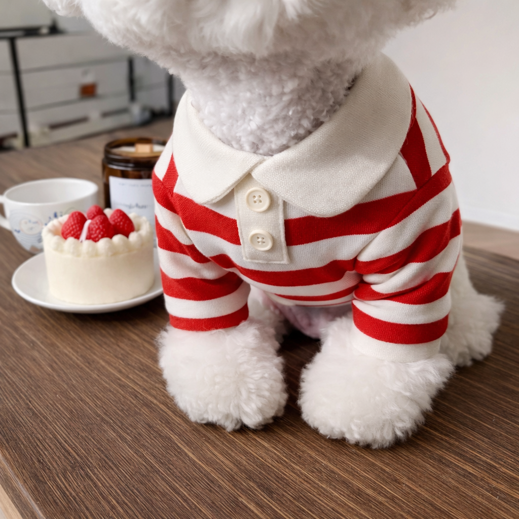 Pet Outfits Collared Style Dog Striped Shirt Breathable Soft Dog Thin Shirt Comfortable Cooling Vest Dog T Shirts Kittens Wear